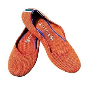 Rothy's Persimmon Flat with Marina Stripe on Heel Round Toe Size 8